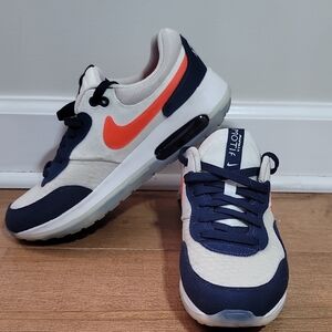Nike Airmax Motif Kids Sneakers - Cream and Navy with Orange Swoosh